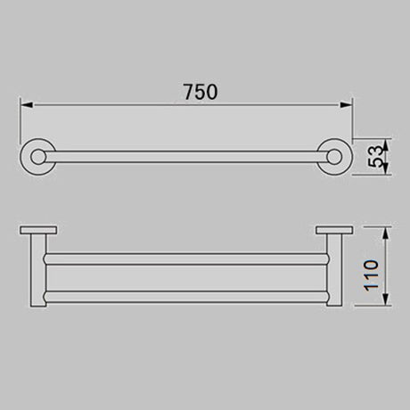 JESS Double Towel Rail in Brushed Brass 750mm