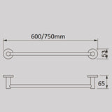 JESS Single Towel Rail in Matte Black 600mm