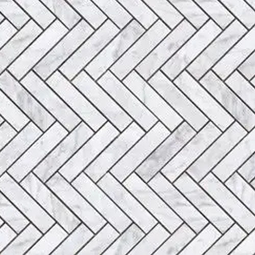 BIANCO CARRARA MARBLE HERRINGBONE (281X287)