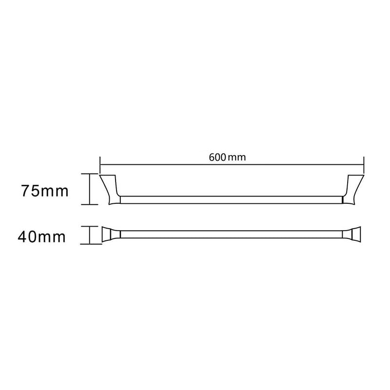 EXON Single Towel Rail in Chrome 600mm