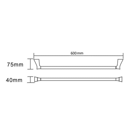 EXON Single Towel Rail in Chrome 600mm