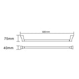 EXON Single Towel Rail in Matte Black 600mm