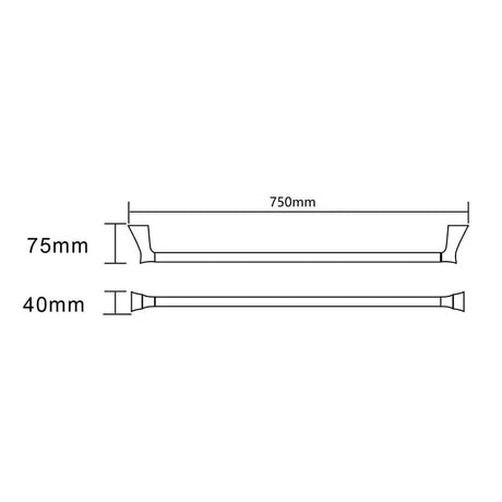 EXON Single Towel Rail in Chrome 750mm