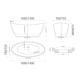 BRAVO Free Standing Bath Tub 1500mm