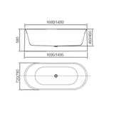 PIAZA RD Free Standing Bath Tub in Matte White 1700mm