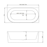 PIAZA Left Hand Free Standing Bath in Matte White 1700mm