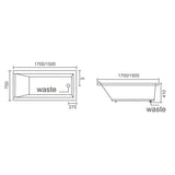 CHELSEA Insert Bath Tub with Tile Lip 1700mm