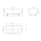 VIVO Free Standing Bath Tub 1300mm