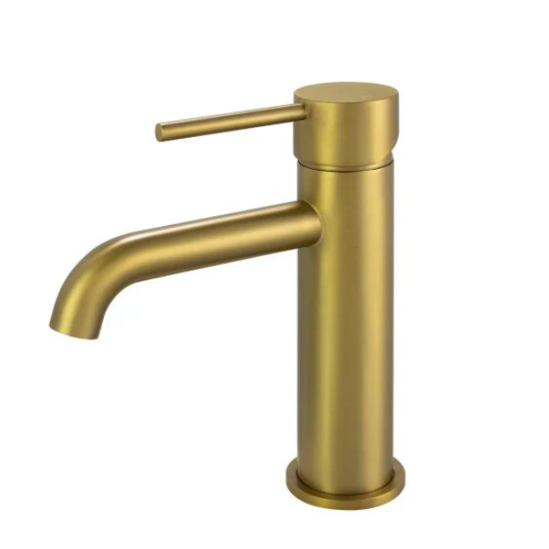 LUCID PIN Series Round Brushed Brass Basin Mixer