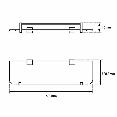 BLAZE Black Glass Shelf Holder 500mm