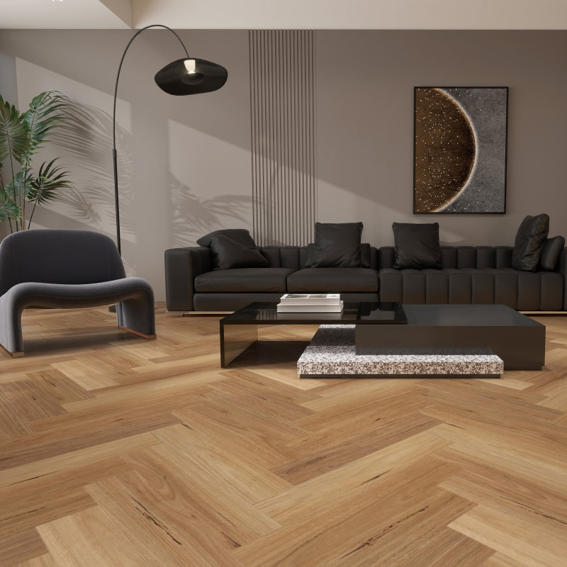 AquaCore Signature Hybrid Herringbone Flooring Blackbutt 635x127x9mm