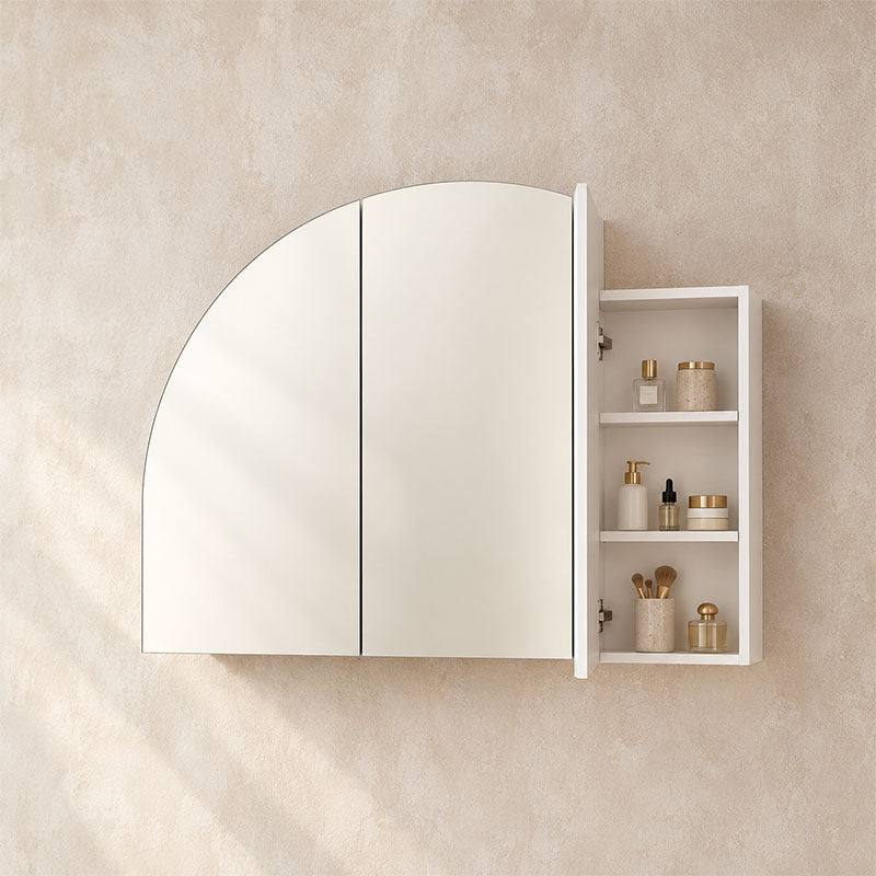 Boston Half Moon Shaving Cabinet Matt White 1200x800x145mm