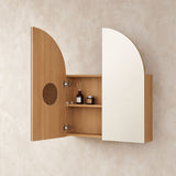 Boston Half Moon Shaving Cabinet Rosewood 800x900x145mm