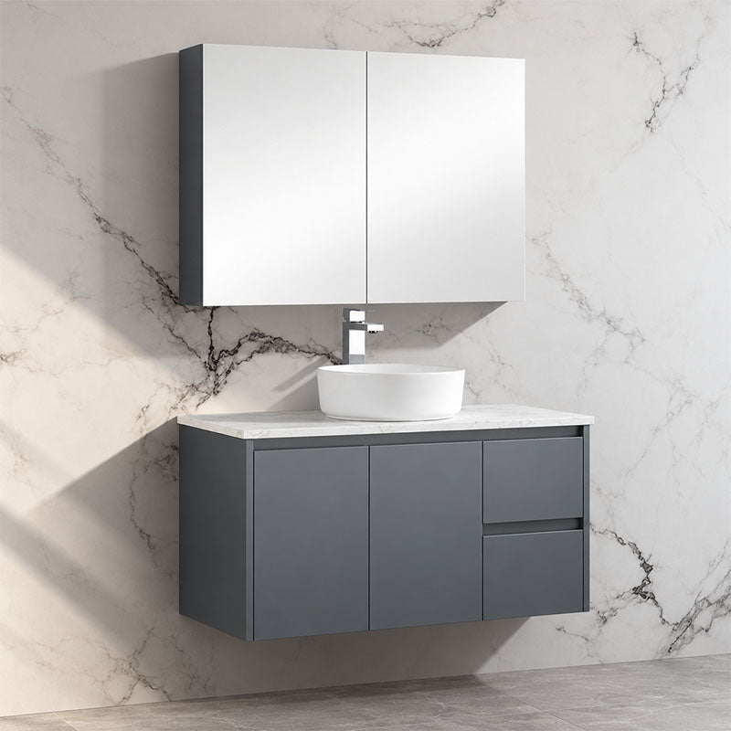 Brighton Pencil Edge Shaving Cabinet Matt Grey 600x750x150mm