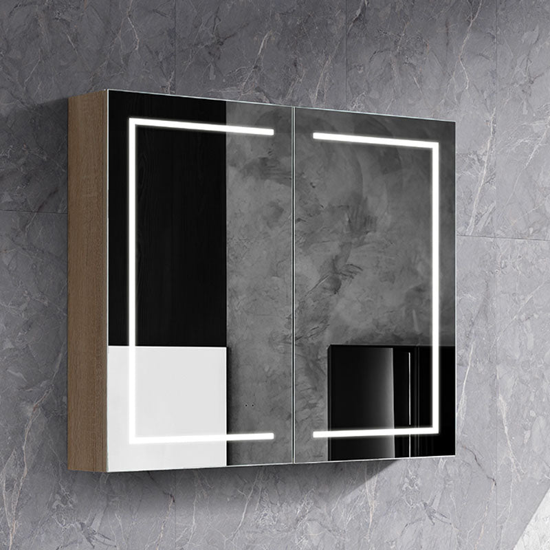 Brighton LED Pencil Edge Shaving Cabinet Natural Timber 750x750x150mm