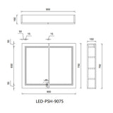 Brighton LED Pencil Edge Shaving Cabinet Matt White 900x750x150mm