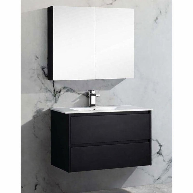 Brighton Pencil Edge Shaving Cabinet Matt Black 600x750x150mm