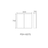 Brighton Pencil Edge Shaving Cabinet Matt Black 600x750x150mm