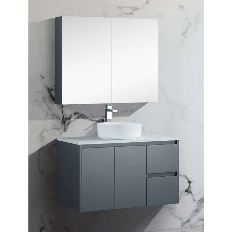 Brighton Pencil Edge Shaving Cabinet Matt Grey 900x750x150mm