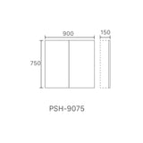 Brighton Pencil Edge Shaving Cabinet Matt Grey 900x750x150mm