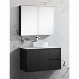Brighton Pencil Edge Shaving Cabinet Matt Black 900x750x150mm