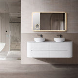 Bristol Series Wall Hung Double Bowl Matt White 1480x455x540mm CABINET ONLY