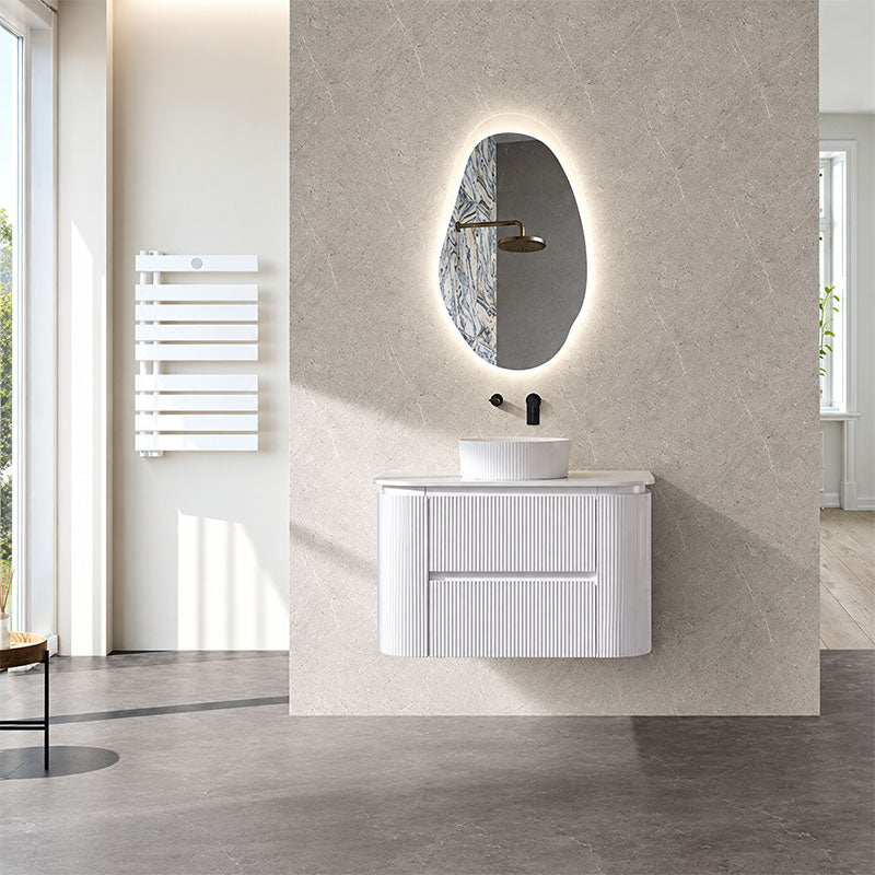 Bristol Series Wall Hung Vanity Matt White 1180x455x540mm With Flat Stone Top