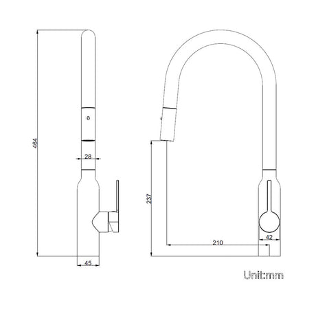 Navona Carysil Round Pull out Kitchen Mixer Garnite White