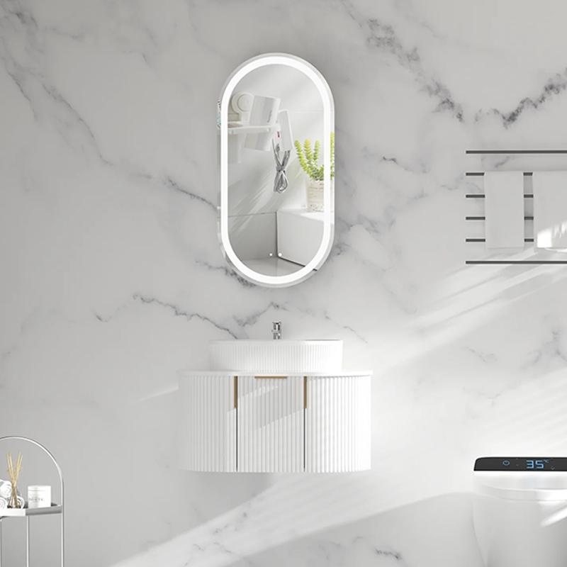 Carysil Noble Oval LED Shaving Cabinet Matte White 450x900mm