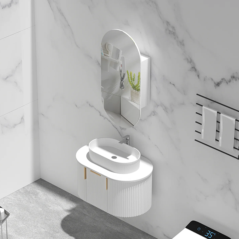 Carysil Noble Oval Shaving Cabinet Matte White 450x900mm