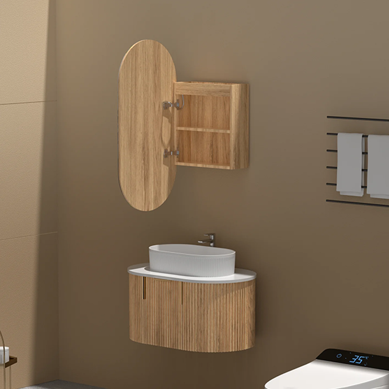 Carysil Noble Oval LED Shaving Cabinet Walnut 450x900mm