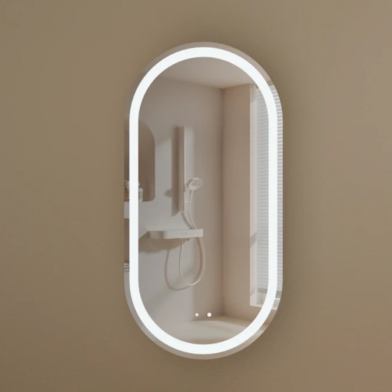 Carysil Noble Oval LED Shaving Cabinet Walnut 450x900mm