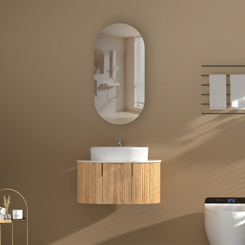 Carysil Noble Oval Shaving Cabinet Walnut 450x900mm