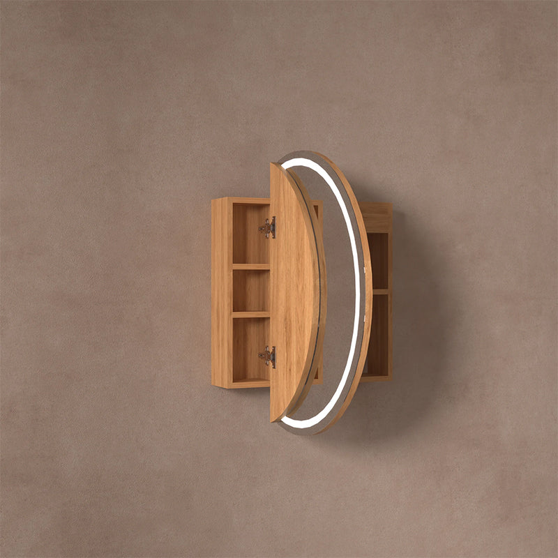 Orbit LED Round Shaving Cabinet Walnut 800mm