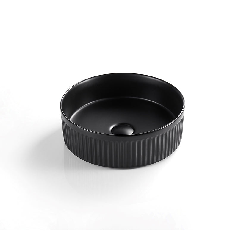 Bellevue Flute Round Art Basin Matte Black 410x410x120mm