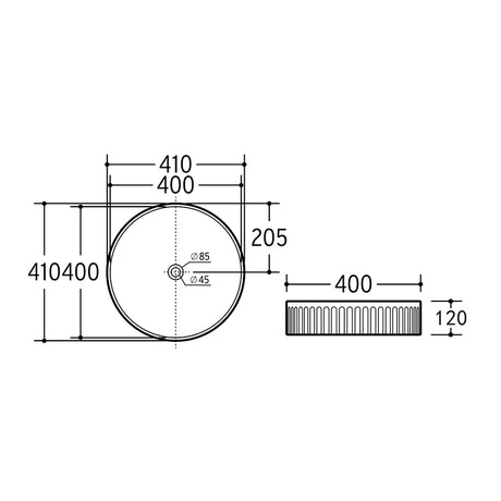Bellevue Flute Round Art Basin Gloss White 410x410x120mm