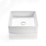 Bellevue Fluted Square Art Basin Matte White 415x415x120mm