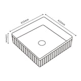 Bellevue Fluted Square Art Basin Matte White 415x415x120mm