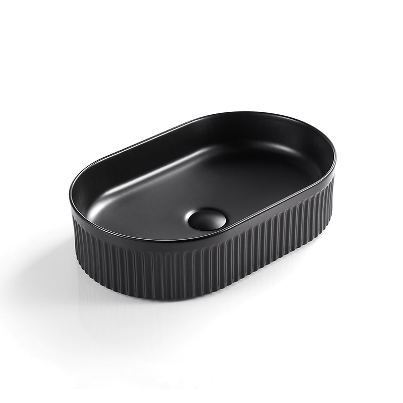 Bellevue Flute Oval Art Basin Matte Black 580x360x120mm