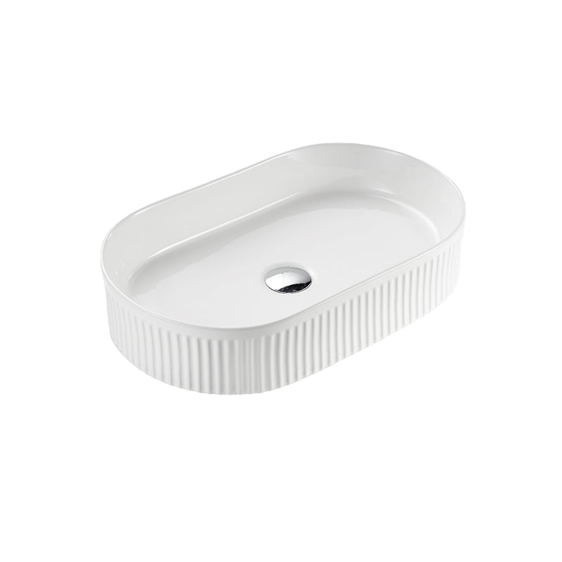 Bellevue Flute Oval Art Basin Gloss White 580x360x120mm