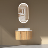 Carysil Fluted Wall Hung Vanity Walnut (Stone Top and Black Handle Included) 750mm