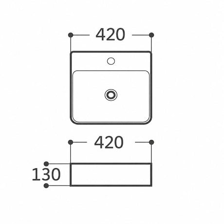 Ceramic Basin Series Above Counter Matt Silver 420x420x130mm