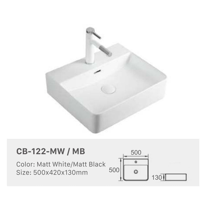 Ceramic Basin Series Above Counter Matt Black 500x420x130mm