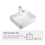 Ceramic Basin Series Above Counter Matt Black 500x420x130mm