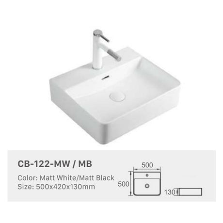 Ceramic Basin Series Above Counter Matt Black 500x420x130mm