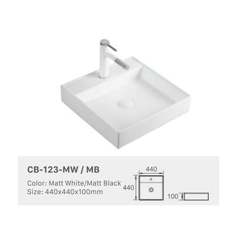 Ceramic Basin Series Above Counter Matt White 440x440x100mm