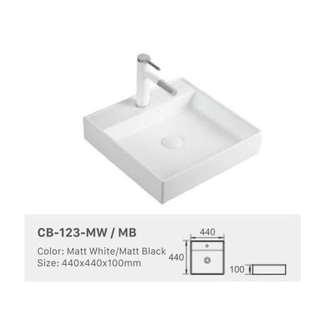 Ceramic Basin Series Above Counter Matt Black 440x440x100mm