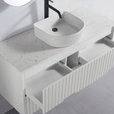 Ceramic Basin Series Above Counter Grooved Matt White 415x365x120mm