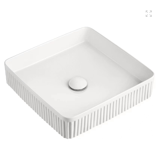 Ceramic Basin Series Above Counter Grooved Gloss White 415x415x120mm