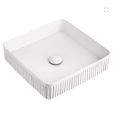 Ceramic Basin Series Above Counter Grooved Gloss White 415x415x120mm